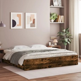 vidaXL Estrutura de cama c/ gavetas derivados madeira carvalho fumado