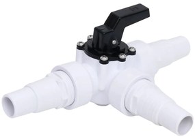 Válvula esférica de 3 vias para piscina branco e preto
