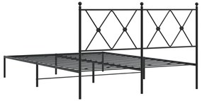 Estrutura de cama com cabeceira 140x200 cm metal preto