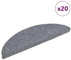 Tapetes de escada adesivos 20 pcs 56x17x3 cm cinzento-claro