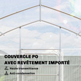 Estufa em túnel para jardim 296 (L) x 391 (P) x 267 (A) cm, 12 m², película PO antigotejamento, aço galvanizado de 25 mm, estrutura reforçada, 2 porta
