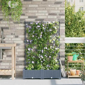vidaXL Jardineira com Treliça 2 pcs Cinza Claro 80x40x125.5 cm