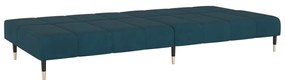 Sofá-cama de 2 lugares veludo azul