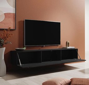 Móvel de TV British Suspenso de 180cm - Preto Brilhante - Design Moder