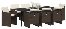 Conjunto de Jantar de Jardim vidaXL 9 Peças com Almofadas Castanho Vim