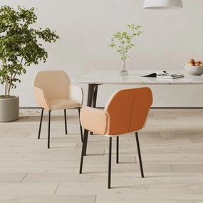 vidaXL Cadeiras de jantar 2 pcs tecido/couro artificial cor creme