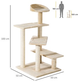 PawHut Árvore para gato Poste para arranhar com cama de plataforma e c