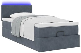Estrutura cama otomana colchão 90x190 cm veludo cinzento escuro