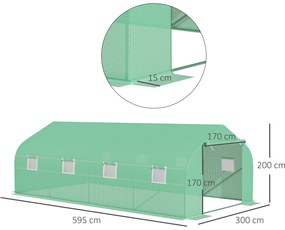 Estufa Tipo Túnel de Jardim 600x300x200cm para Cultivo de Plantas Verd