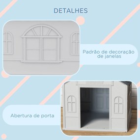 PawHut Casa para Cães 65x75,7x63 cm Casa para Cães com Janelas e Teto