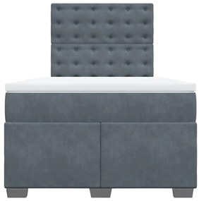 Cama boxspring com colchão 120x200 cm veludo cinzento-escuro