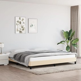 Estrutura de cama sem colchão 200x200 cm tecido cor creme