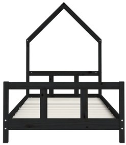 Estrutura de cama infantil 90x190 cm pinho maciço preto