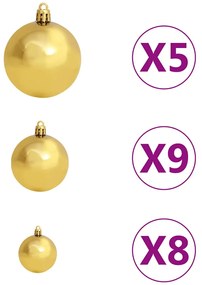 Conj. de bolas de natal 61pcs c/ pico e 150 LEDs dourado/bronze