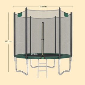 Trampolim para crianças 183 cm com rede de segurança Verde escuro