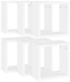 Prateleiras de parede em forma de cubo 6 pcs 30x15x30cm branco