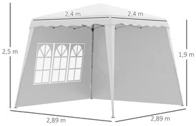 Tenda Dobrável com 2 Paredes Laterais e Altura Ajustável - 2x2m