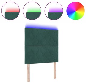 Cabeceira LED Blocos de Diamante Verde Escuro 100 cm em Veludo