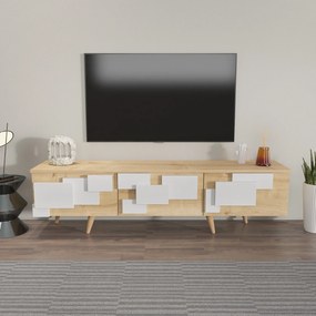 Móvel TV 3 D – Carvalho e Branco – 160x45x35 cm