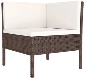 8 pcs conjunto lounge jardim c/ almofadões vime PE castanho