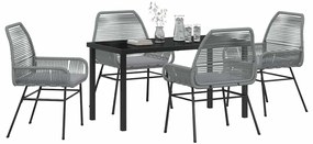 Conjunto de Jantar de Jardim 5 Peças com Almofadas em Rattan Sintético