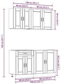 4 peças armário de cozinha conjunto Kalmar cinza sonoma