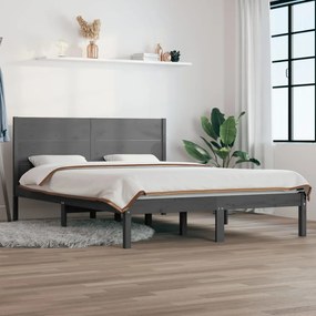 vidaXL Estrutura cama pequena casal 120x190 cm pinho maciço cinza