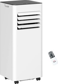 HOMCOM Ar condicionado portátil 2,05 kW 4 em 1 arrefecimento, ventilador, desumidificador temporizador 24H e comando remoto, branco | Aosom Portugal