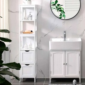 Armário alto para casa de banho 30 x 30 x 141,5 cm (Móvel baixo não incluido) Branco