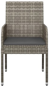 Cadeiras de jardim c/ almofadões 2 pcs vime PE cinzento