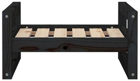Cama para cães 55,5x45,5x28 cm madeira de pinho maciça preto