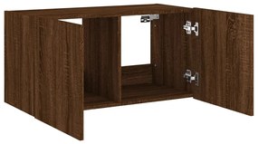 Móvel parede p/ TV c/ luzes LED 80x35x41 cm carvalho castanho