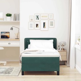 Cama Box Spring vidaXL com Colchão Verde Escuro 100x200 cm Veludo