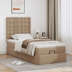 Cama otomana com colchão 90x190 cm couro artificial cappucino