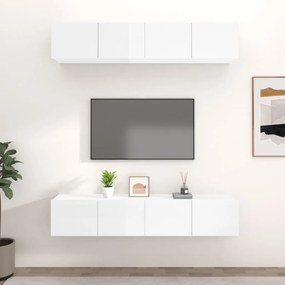 Móveis TV 4pcs 80x30x30cm derivados de madeira branco brilhante
