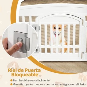 Parque para animais de estimação com 6 painéis e porta com fecho de segurança Ideal para cães pequenos e médios Interior e exterior Branco