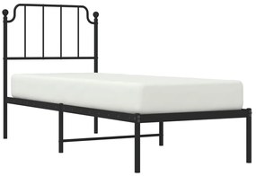 Estrutura de cama com cabeceira 80x200 cm metal preto
