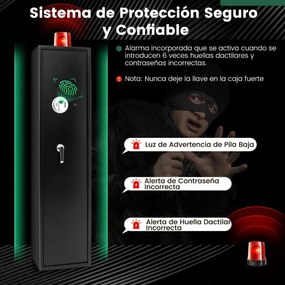 Cofre para 5 caçadeiras 35 × 30 × 145 cm com Teclado digital Acesso rápido Impressão digital Preto