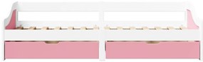 Sofá-cama com 2 gavetas sem colchão 90x200 cm IRUN branco&amp;rosa