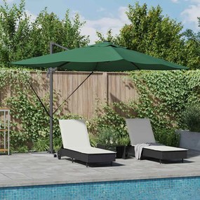 vidaXL Guarda-Sol Cantilever Roma da com LEDs Verde 352 x 251 x 265 cm em Alumínio