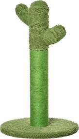 Arranhador para gatos 40 x 40 x 65 cm de interior em forma de cacto, árvore para gatos em sisal resistente com base, verde