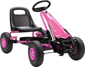 AIYAPLAY Gokart a Pedal para Crianças, Assento Ajustável em Altura, Rodas EVA, Freio, Embreagem, 3-8 anos, Rosa | Aosom Portugal