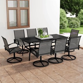 vidaXL 9 pcs conjunto de jantar para jardim textilene e aço
