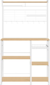 Armário de cozinha com prateleira, barra magnética para facas, cesto de arame 42 x 90 x 167 cm cor carvalho dourado-branco