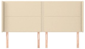 Cabeceira de cama c/ abas tecido 183x16x118/128 cm creme