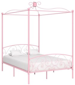 284488 vidaXL Estrutura de cama com dossel 120x200 cm metal cor-de-rosa