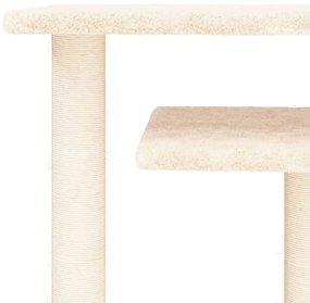 Postes arranhadores para gatos com plataformas 62,5cm cor creme