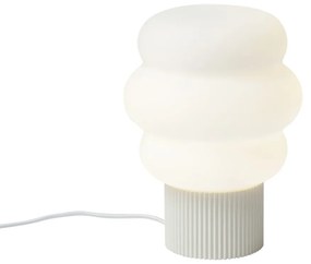 Candeeiro de Mesa Japandi Bege com Vidro Opalino 18cm - Miele Japandi