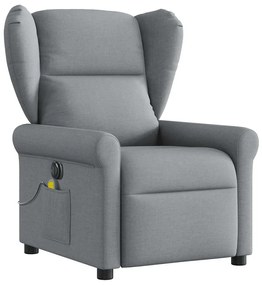 Poltrona de massagens reclinável elétrica tecido cinzento-claro