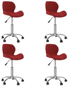 Cadeiras de jantar giratórias 4 pcs veludo vermelho tinto